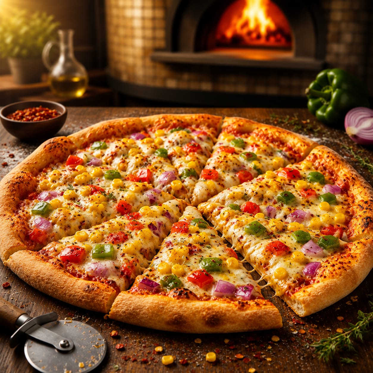 Loaded Cheese Corn and Veggies Pizza [8 inches]